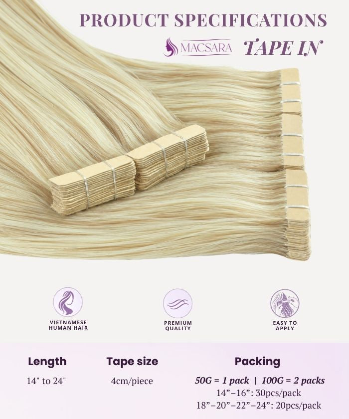 Ash Platinum Highlights (9C+60C) Tape-Ins