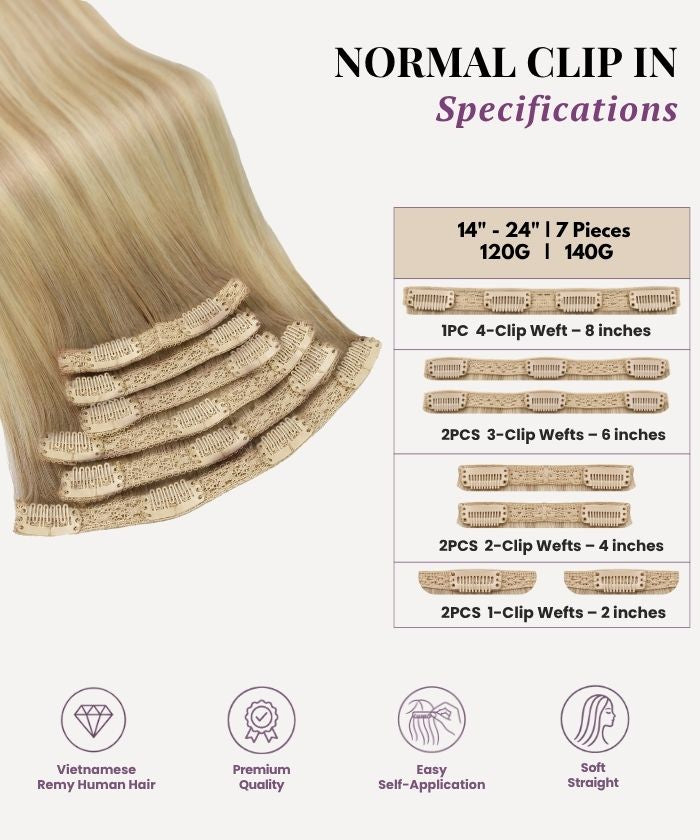 Natural Blonde Balayage (6.2/6C+60C) Thick Clip-In (150g)