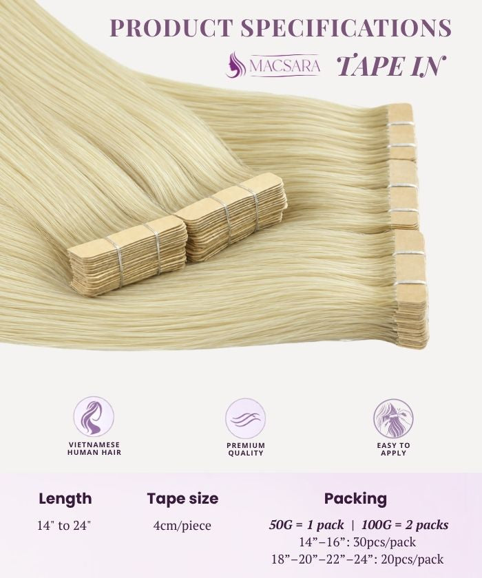 Ash Light Blonde (9C) Tape-Ins